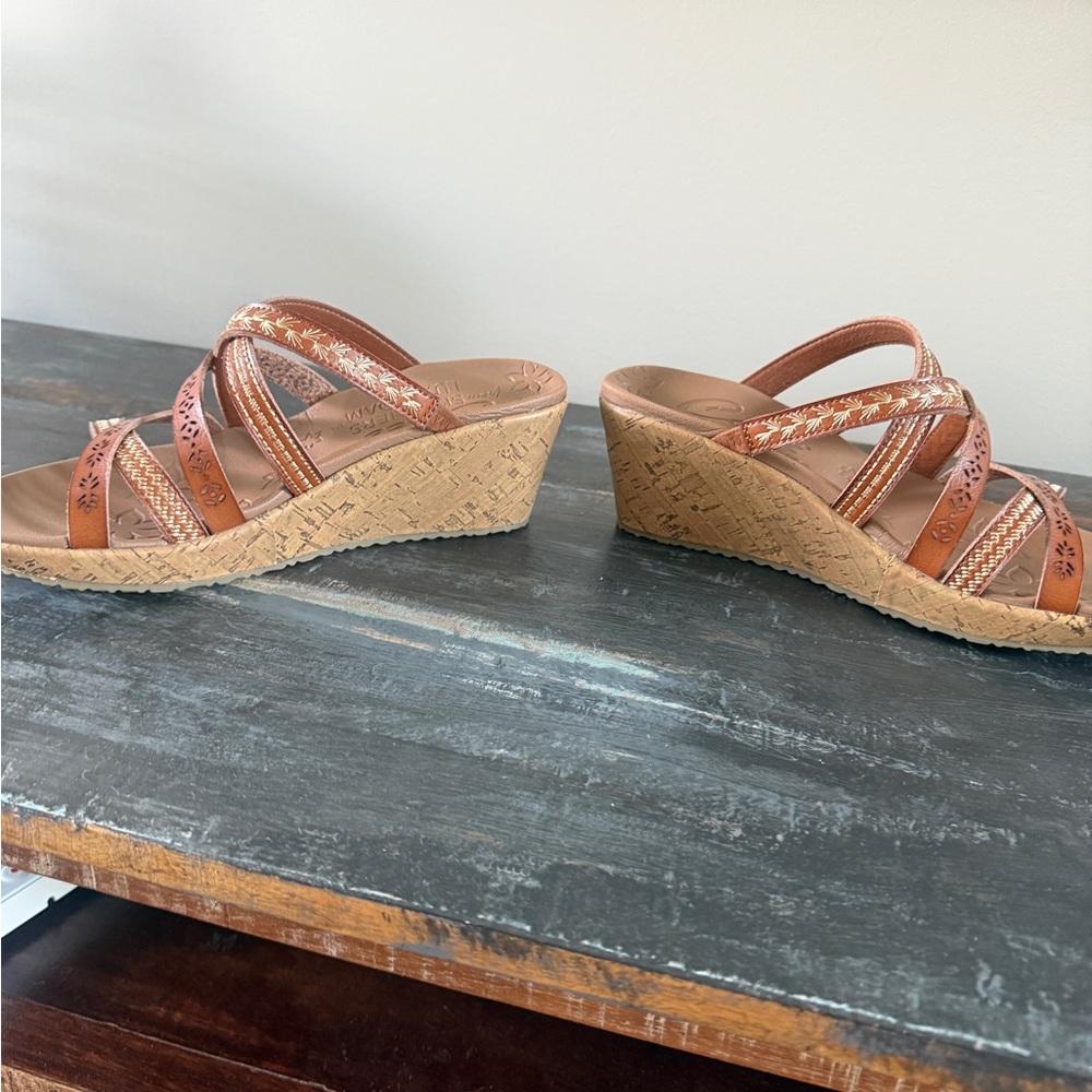 Women's Brown sketchers Wedge Sandals worn once sz 7.5 - Picture 5 of 10